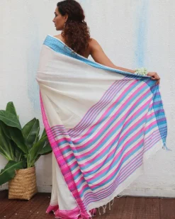 Savitri Handwoven Linen Cotton Jamdani Saree - Uma