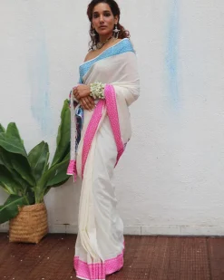 Savitri Handwoven Linen Cotton Jamdani Saree - Uma