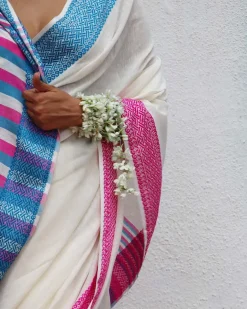 Savitri Handwoven Linen Cotton Jamdani Saree - Uma