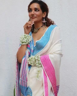 Savitri Handwoven Linen Cotton Jamdani Saree - Uma