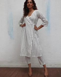 Sea Mist Handblock Printed Cotton Kurta Set - Mono