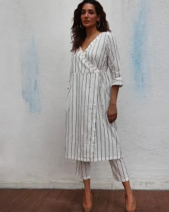 Sea Mist Handblock Printed Cotton Kurta Set - Mono