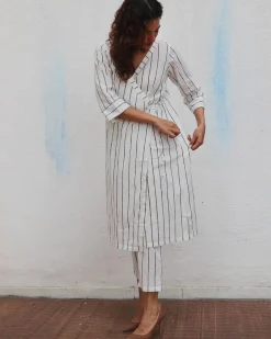 Sea Mist Handblock Printed Cotton Kurta Set - Mono