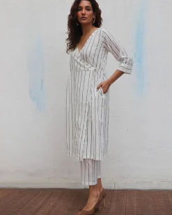 Sea Mist Handblock Printed Cotton Kurta Set - Mono
