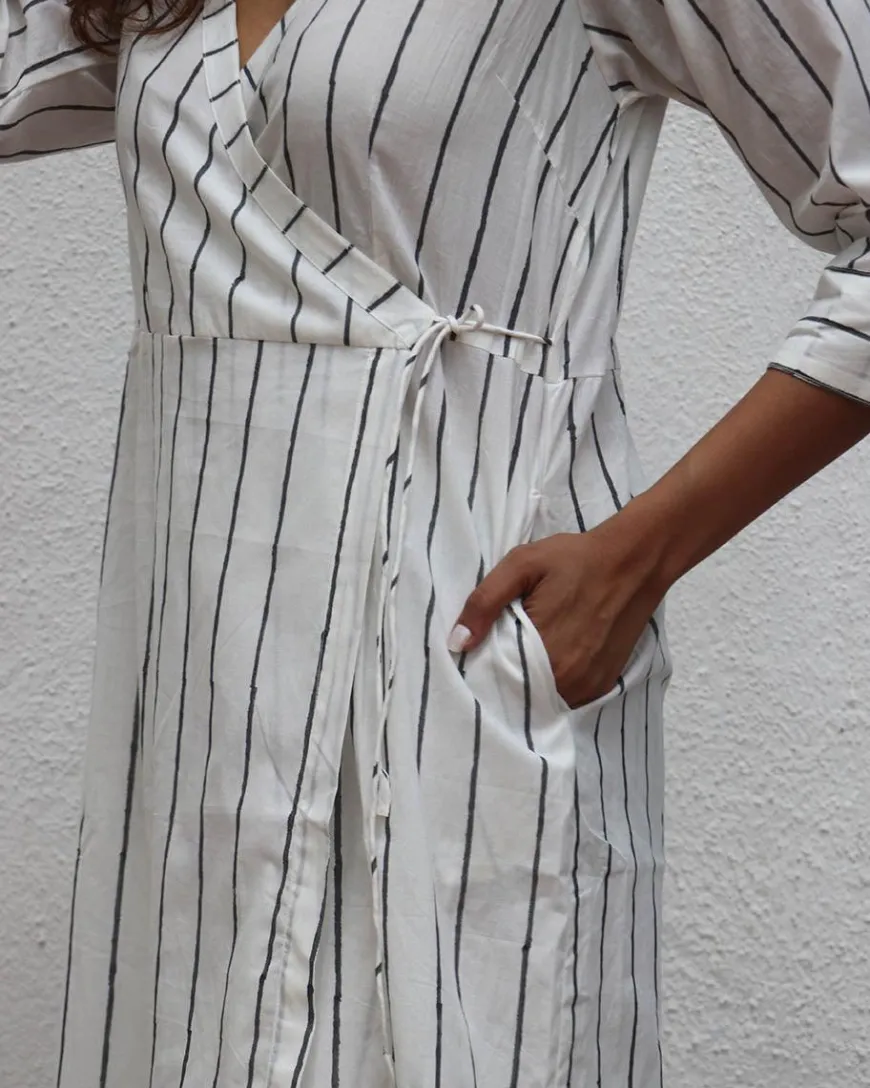 Sea Mist Handblock Printed Cotton Kurta Set - Mono