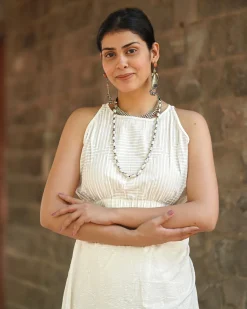 Seashell Murmur Ivory Block Printed Blouse - SFD