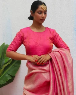 Seher Handwoven Linen Zari Blouse - Eknoor
