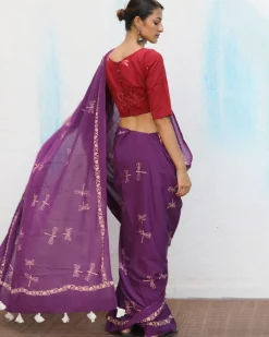 Shallot Handblockprinted Cotton Saree - Fmtm