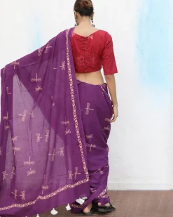 Shallot Handblockprinted Cotton Saree - Fmtm