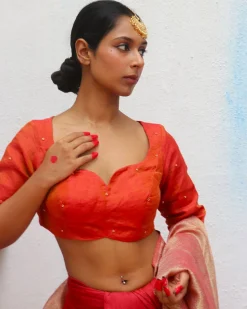Shobha Handwoven Linen Zari Blouse - Eknoor