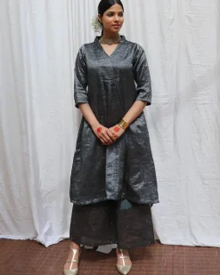 Shyamali Handwoven Cotton Zari Kurta Set - Zari