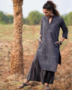 Silky Blooms Blockprinted Cotton Kurti-WWB