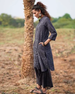 Silky Blooms Blockprinted Cotton Kurti-WWB