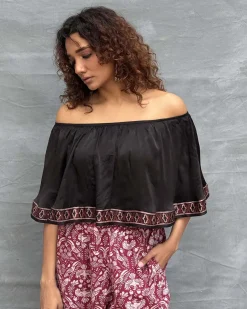 Sky Meets Soil Blockprinted Cotton Top