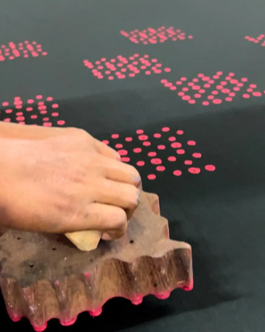 Sky Meets Soil Blockprinted Cotton Top