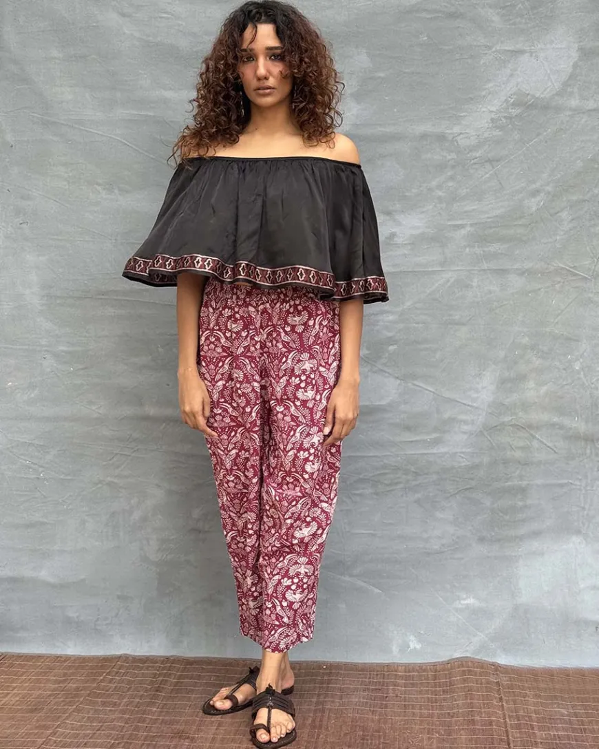 Sky Meets Soil Blockprinted Cotton Top