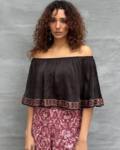 Sky Meets Soil Blockprinted Cotton Top