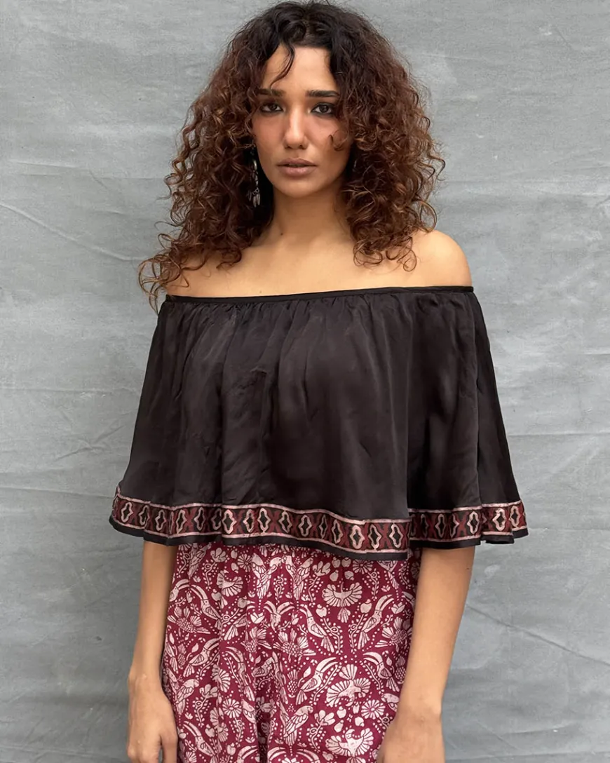 Sky Meets Soil Blockprinted Cotton Top