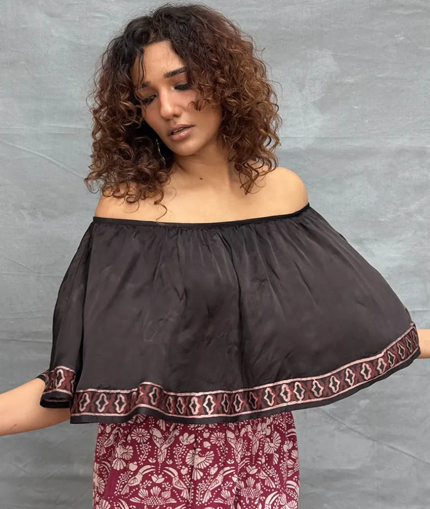 Sky Meets Soil Blockprinted Cotton Top