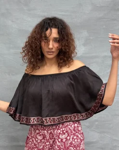 Sky Meets Soil Blockprinted Cotton Top