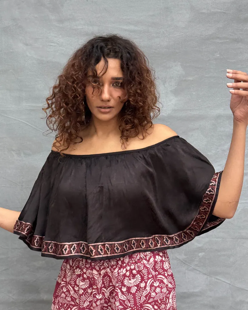 Sky Meets Soil Blockprinted Cotton Top