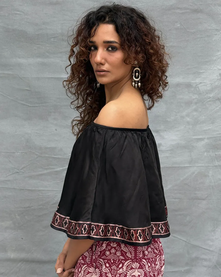 Sky Meets Soil Blockprinted Cotton Top