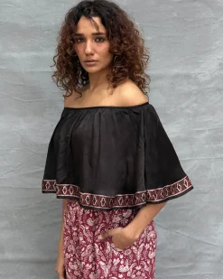 Sky Meets Soil Blockprinted Cotton Top