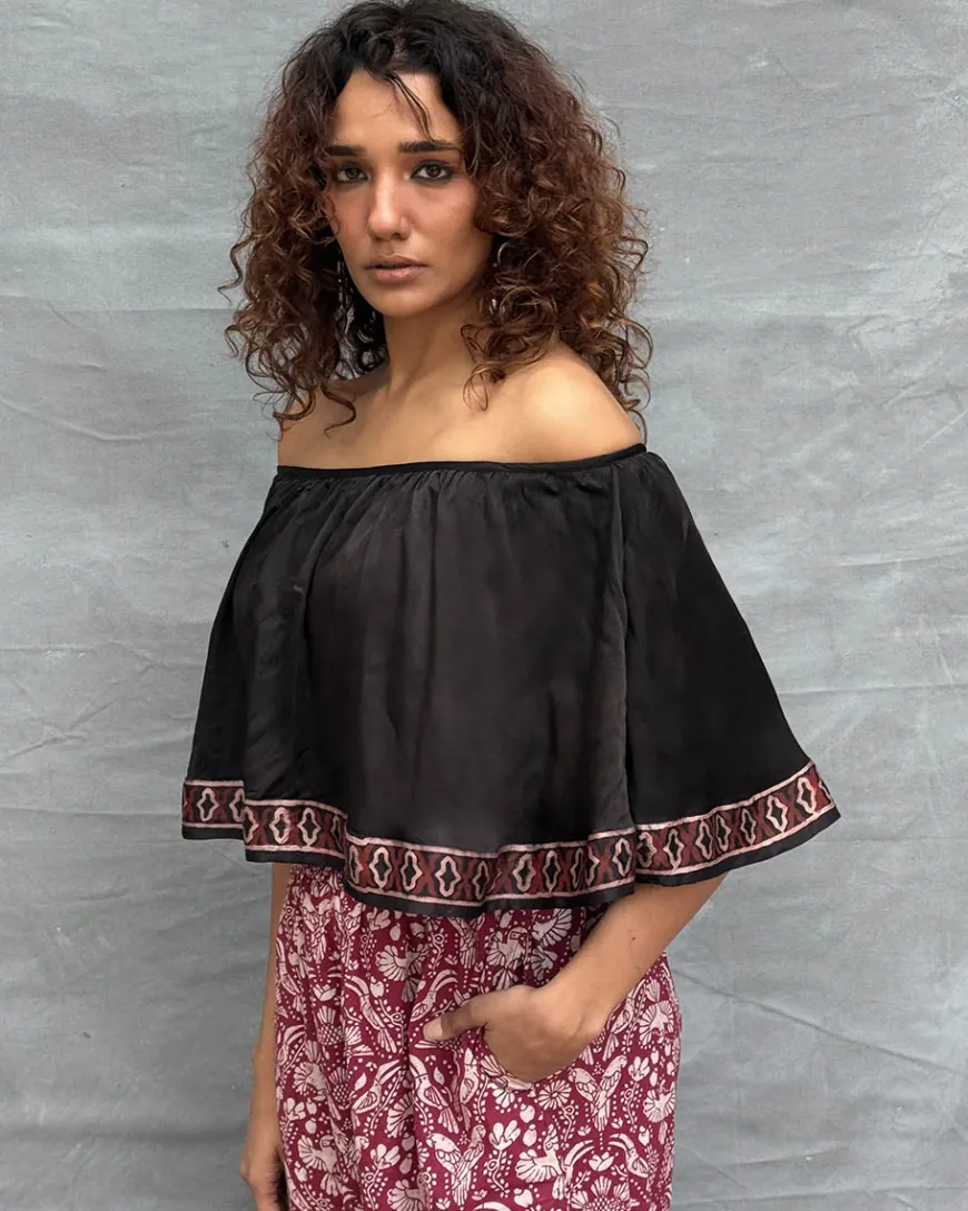 Sky Meets Soil Blockprinted Cotton Top