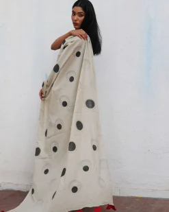 Snowflakes Handblockprinted Cotton Saree - Fmtm