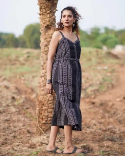 Soft Moonlight Blockprinted Cotton Dress-WWB