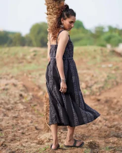 Soft Moonlight Blockprinted Cotton Dress-WWB