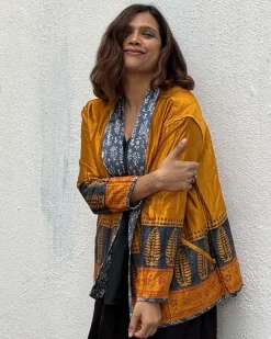Softember Mashru Silk Reversible Quilted Jacket