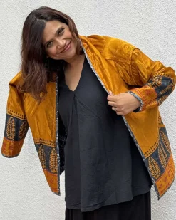 Softember Mashru Silk Reversible Quilted Jacket