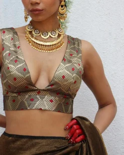 Sona Black Brocade Blouse