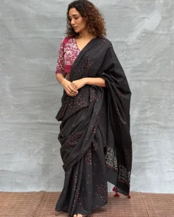 Song of Soil Blockprinted Cotton Saree