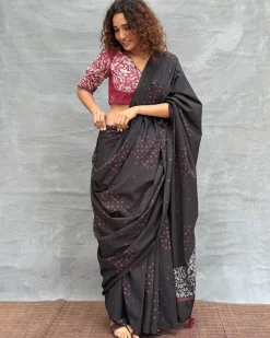 Song of Soil Blockprinted Cotton Saree