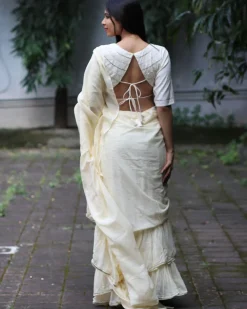 Starlit Cream Mulmul Cotton Blouse - Jugnoo