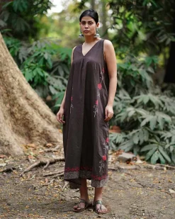 Suhani Brown Block Printed Cotton Dress - WW