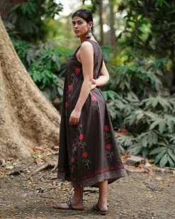 Suhani Brown Block Printed Cotton Dress - WW