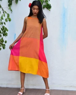 Summer Skies Handwoven Cotton Dress - Rc