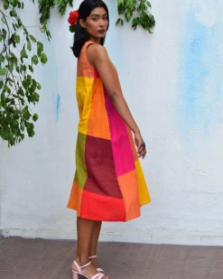 Summer Skies Handwoven Cotton Dress - Rc