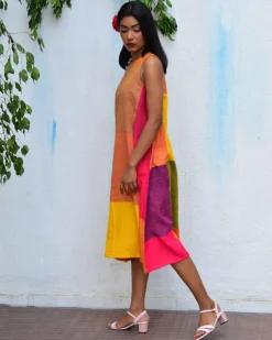 Summer Skies Handwoven Cotton Dress - Rc