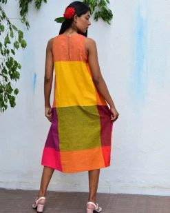 Summer Skies Handwoven Cotton Dress - Rc