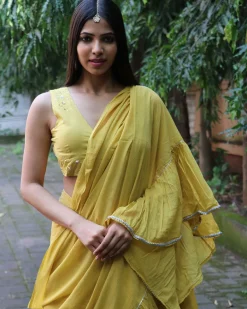 Sunflower Yellow Mulmul Cotton Blouse - Jugnoo