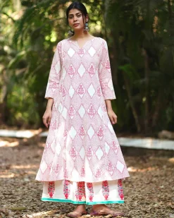 Sunflower’s Sheen Blush Pink Block printed Kurti - MMG