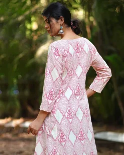 Sunflower’s Sheen Blush Pink Block printed Kurti - MMG