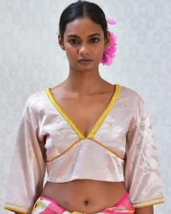 Sunshine Hand Embroidered Mashru Silk Blouse - Bgvl