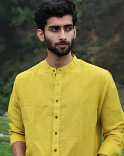 Sunshine Yellow Handwoven Linen Shirt