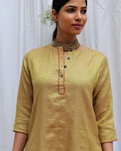 Swetambhara Handwoven Cotton Zari Kurta Set - Zari