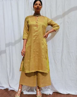 Swetambhara Handwoven Cotton Zari Kurta Set - Zari